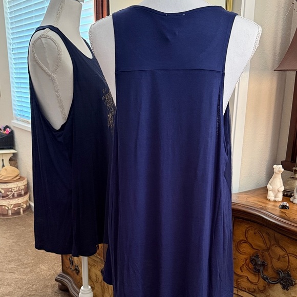 🎉SALE🎉Hayden Navy Blue Embroidered Tank Top - Picture 5 of 12